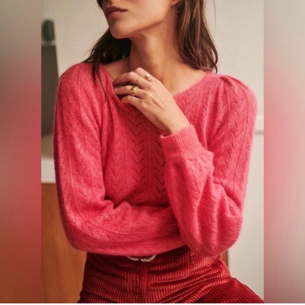 Sézane Suzie Sweater in Rayures Rose Size Small - Picture 2 of 8